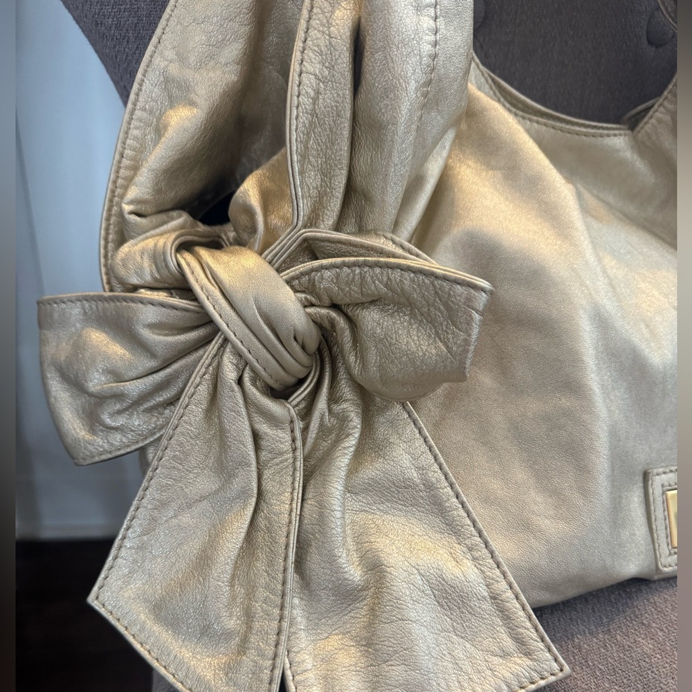 Valentino Garavani Gold Metallic Leather Hobo Bag Y2K Shoulder Purse - Picture 3 of 16